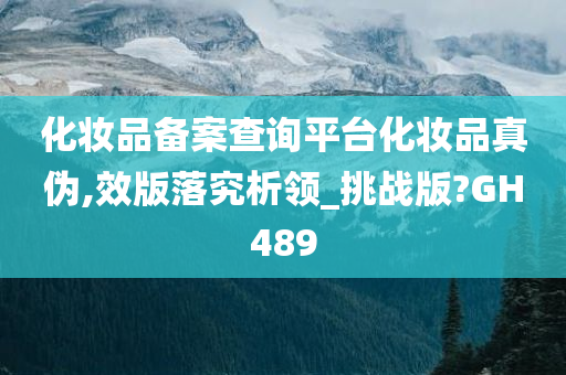 化妆品备案查询平台化妆品真伪,效版落究析领_挑战版?GH489