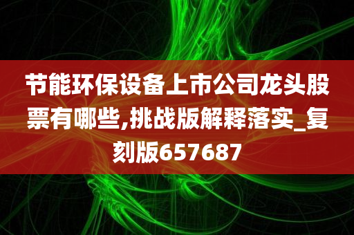 节能环保设备上市公司龙头股票有哪些,挑战版解释落实_复刻版657687