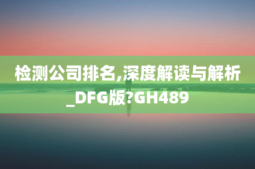 检测公司排名,深度解读与解析_DFG版?GH489