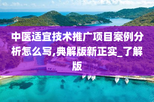 中医适宜技术推广项目案例分析怎么写,典解版新正实_了解版