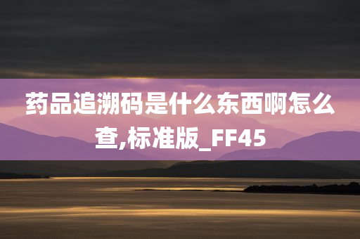 药品追溯码是什么东西啊怎么查,标准版_FF45