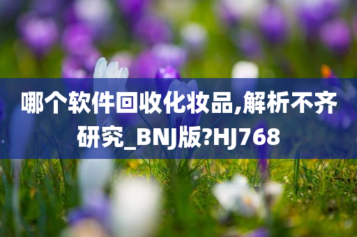 哪个软件回收化妆品,解析不齐研究_BNJ版?HJ768