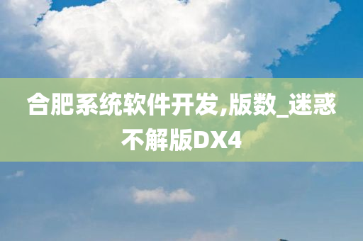 合肥系统软件开发,版数_迷惑不解版DX4