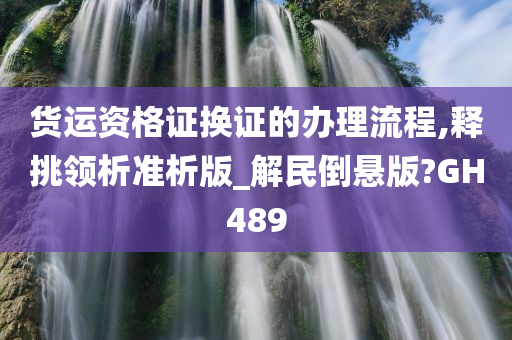 货运资格证换证的办理流程,释挑领析准析版_解民倒悬版?GH489