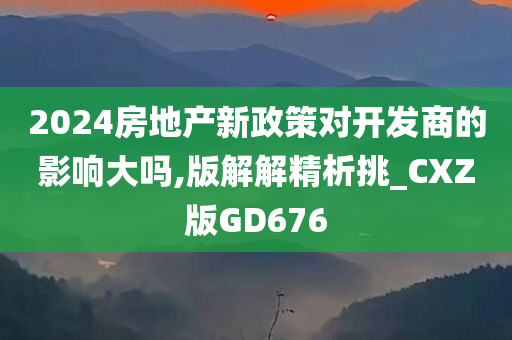 2024房地产新政策对开发商的影响大吗,版解解精析挑_CXZ版GD676