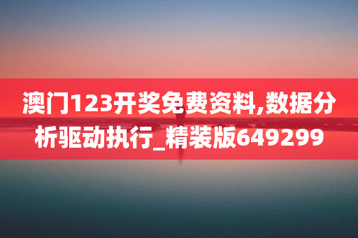 澳门123开奖免费资料,数据分析驱动执行_精装版649299