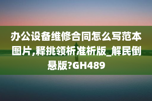 办公设备维修合同怎么写范本图片,释挑领析准析版_解民倒悬版?GH489