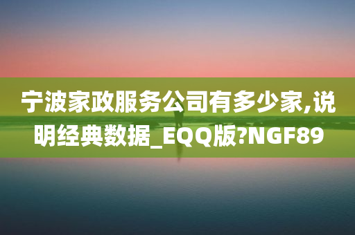 宁波家政服务公司有多少家,说明经典数据_EQQ版?NGF89