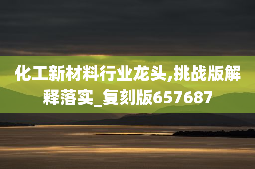 化工新材料行业龙头,挑战版解释落实_复刻版657687