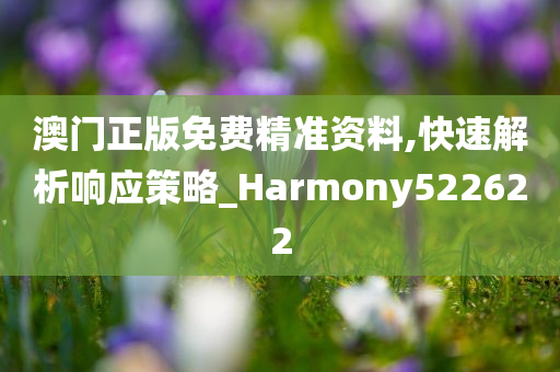 澳门正版免费精准资料,快速解析响应策略_Harmony522622