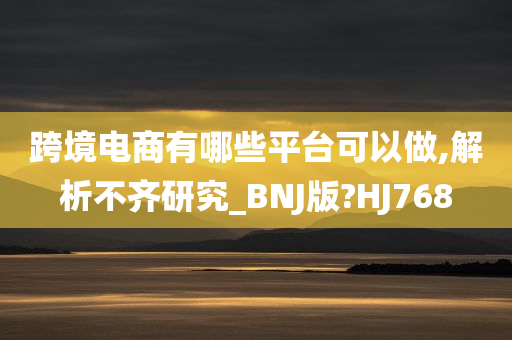 跨境电商有哪些平台可以做,解析不齐研究_BNJ版?HJ768