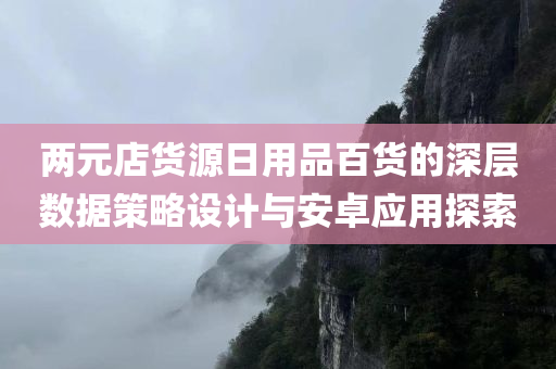 两元店货源日用品百货的深层数据策略设计与安卓应用探索