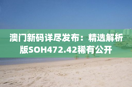 澳门新码详尽发布：精选解析版SOH472.42稀有公开