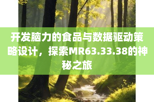 开发脑力的食品与数据驱动策略设计，探索MR63.33.38的神秘之旅