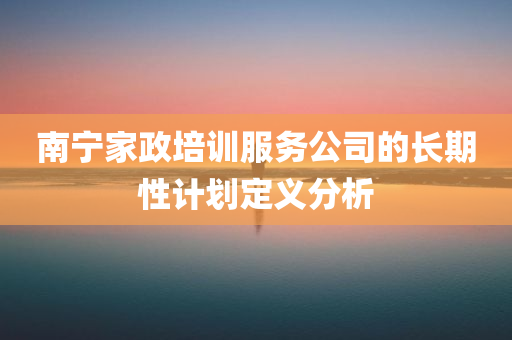 南宁家政培训服务公司的长期性计划定义分析